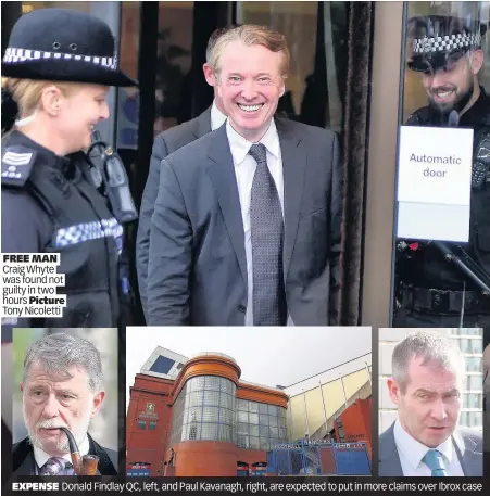  ??  ?? FREE MAN Craig Whyte was found not guilty in two hours Picture Tony Nicoletti EXPENSE Donald Findlay QC, left, and Paul Kavanagh, right, are expected to put in more claims over Ibrox case