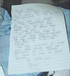  ?? U.S. DISTRICT COURT OF SOUTH CAROLINA ?? This letter to Amy Roof, Dylann Roof's mother, was found in his car June 18, 2015, after his arrest in Shelby, N.C.