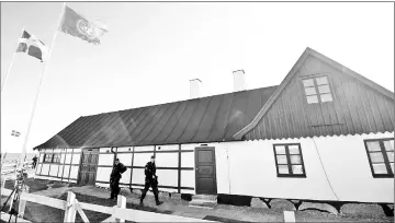  ?? — AFP photo ?? Security personnel patrol ahead of the arrival of Guterres in Ystad, southern Sweden, to attend a meeting with the UN Security Council on Syria.