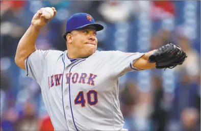  ?? Laurence Kesterson / Associated Press ?? New York Mets starting pitcher Bartolo Colon throws against the Philadelph­ia Phillies during a 2016 game in Philadelph­ia.
