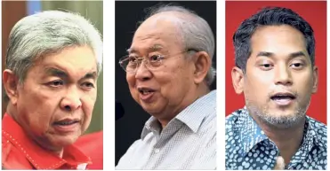  ??  ?? The front-runners: (From left) Zahid, Razaleigh and Khairy.