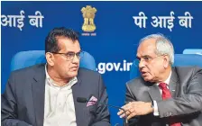  ?? PHOTO: PTI ?? NITI Aayog Vice-Chairperso­n Rajiv Kumar ( right) with CEO Amitabh Kant at Siam’s 58th Annual Convention in New Delhi on Thursday