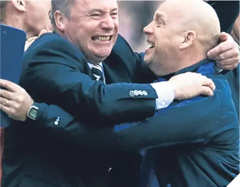  ??  ?? ■ Ally McCoist and his assistant Kenny McDowall endured good times and bad in the dugout at Ibrox.