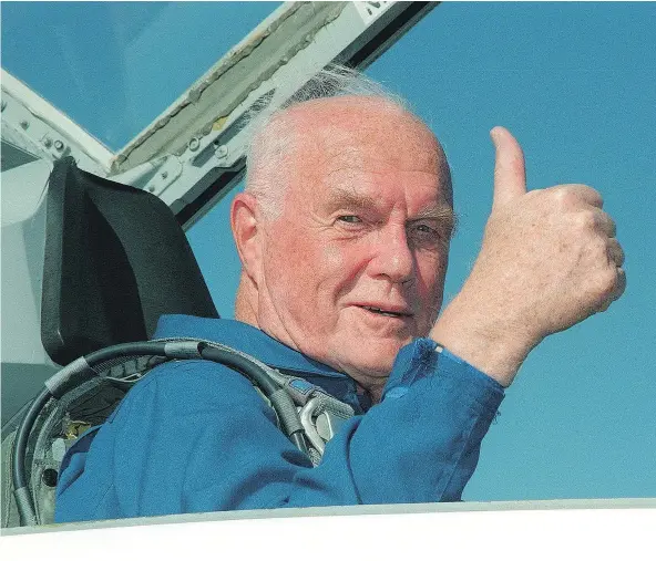  ?? — GETTY IMAGES FILES ?? In 1998, John Glenn went to space again, this time aboard the U.S. space shuttle Discovery. He was 77 years old at the time and spent nine days aboard the shuttle. He still holds the record for being the oldest person in space. Glenn died Thursday at...