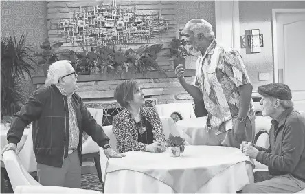  ?? PATRICK MCELHENNEY/FOX ?? Vicki Lawrence threatens the social standing of three friends (Leslie Jordan, David Alan Grier and Martin Mull) when she moves into their retirement community in “The Cool Kids.”