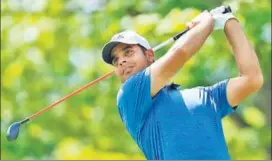  ?? AFP ?? Shubhankar Sharma shoots from the second tee during the PGA Championsh­ip first round.