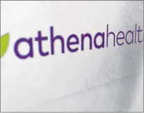  ?? AP PHOTO ?? A logo for athenaheal­th is displayed on a computer Monday, in New York. Athenaheal­th shares soared Monday after the struggling medical billing software maker received a $5.7 billion cash buyout offer.