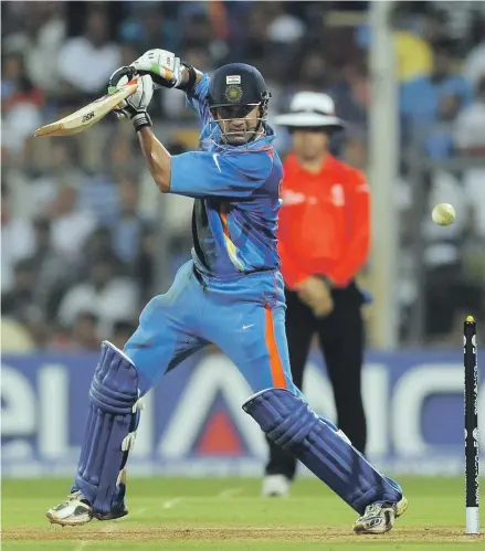  ?? AFP; Pawan Singh / The National ?? Top, Gautam Gambhir’s vital knock of 97 runs in the 2011 World Cup final helped India win against Sri Lanka. The left-handed opener is also a two-time champion in the Indian Premier League with Kolkata Knight Riders