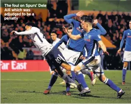  ??  ?? The foul on Spurs’ Dele Alli which was adjudged to be a penalty