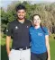  ?? (Courtesy) ?? ISRAEL OPEN winners Yair Thaler and Dana Lerner pose on the course at Ga’ash Golf Club following their victories.