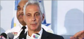  ?? TERESA CRAWFORD, FILE — THE ASSOCIATED PRESS ?? Chicago Mayor Rahm Emanuel speaks at a news conference in Chicago. Emanuel announced Tuesday, Sept. 4, 2018, that he will not seek a third term in 2019.