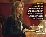  ??  ?? Secret Ingredient: Kendra has an unpleasant surprise in store for Alexis (Nancy Lee Grahn).