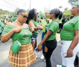  ?? ?? Jamaica Labour Party supporters in Brown’s Town on Thursday.