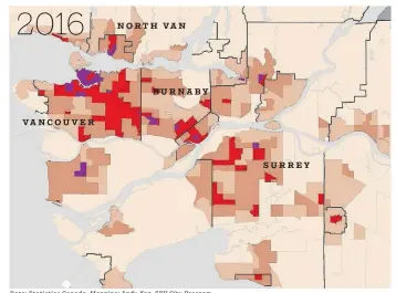  ??  ?? Data: Statistics Canada. Mapping: Andy Yan, SFU City Program