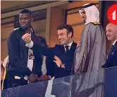  ?? ?? 4 Pogba allo stadio Lusail per la finale mondiale con Emmanuel Macron, il principe Al Thani e Gianni Infantino 4