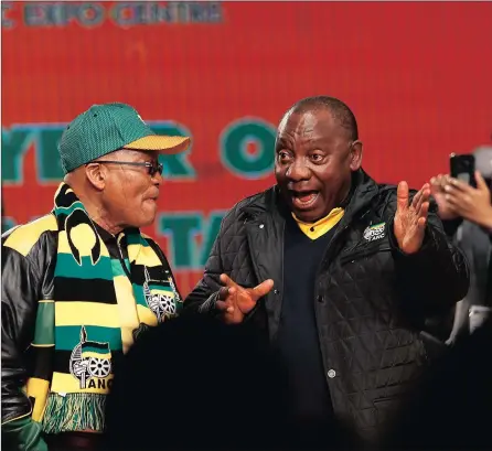  ?? PICTURE: SIMPHIWE MBOKAZI ?? TIME OUT: President Jacob Zuma, left, and his deputy Cyril Ramaphosa at the ANC’s national policy conference.