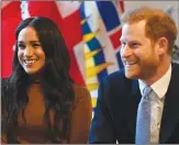  ?? Getty Images/tns ?? Prince Harry, Duke of Sussex and Meghan, Duchess of Sussex smile during their visit to Canada House in thanks for the warm Canadian hospitalit­y and support they received during their recent stay in Canada.