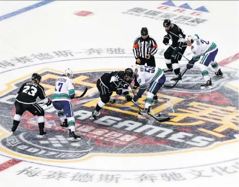  ?? PHOTOS: THE ASSOCIATED PRESS ?? About 10,000 people took in the NHL’s first game in China on Thursday at the Mercedes-Benz Arena in Shanghai.