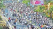  ?? PTI FILE ?? People during a protest rally against the lynching of two men in Assam’s Karbi Anglong district, in Guwahati on Sunday.