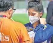  ?? PTI ?? Manu Bhaker with coach Ronak Pandit (L) on Sunday.