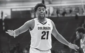  ?? Helen H. Richardson, The Denver Post ?? CU forward Evan Battey is a big presence at 6-foot-8, 264 pounds.