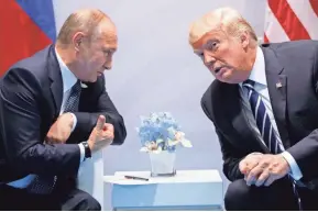  ?? EVAN VUCCI/AP ?? The Trump administra­tion doesn’t plan to punish the Russians — for now. President Vladimir Putin says Russia won’t retaliate — for now.