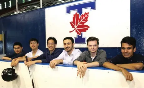  ?? MARIT MITCHELL/ ?? A team of University of Toronto engineers — from left, Albert Loa, Michael Shin, Timothy Chan, Yusuf Shalaby, Benjamin Potter and Rafid Mahmood — have put together an interactiv­e online tool called the NHL Expansion Draft Optimizer to help predict the...