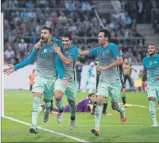  ?? FOTO: P. PUNTÍ ?? Piqué, ante el Borussia El último gol sin la firma de Messi, en 2016