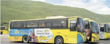  ?? ?? JUTC buses in St Catherine and Kingston are featuring ads for Conduent recruits as competitio­n for workers heightens.