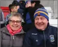  ??  ?? Eileen and James Doran supporting Tinahely in Kinnegad.