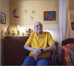  ?? AP photo ?? Alex Morisey listens to music in his room at a nursing home in Philadelph­ia, on Feb. 15. For U.S. nursing home residents receiving Medicaid, all income is garnished and the person is left to rely on a small subsidy known as a personal needs allowance. The federal government hasn’t changed the minimum rate, $30 monthly, since 1987. Pennsylvan­ia’s allowance is $45.