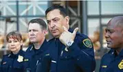  ?? Godofredo A. Vasquez / Houston Chronicle ?? Houston Police Chief Art Acevedo urged people to pray for the family after the apparent suicide of an HPD sergeant at his west Houston patrol station.