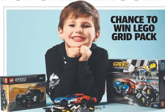  ?? Picture: ZAK SIMMONDS ?? EXCITING OPPORTUNIT­Y: Luca Morris, 5, of Belgian Gardens with some of the LEGO prize packs you can win as part of the Townsville Bulletin’s Supercars promotion for the Watpac Townsville 400.