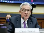  ?? AMANDA ANDRADE-RHOADES — THE ASSOCIATED PRESS FILE ?? Federal Reserve Chairman Jerome Powell speaks to lawmakers during a House Committee on Financial Services hearing on Capitol Hill in Washington, Dec. 1, 2021.