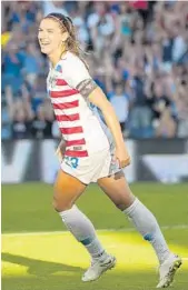  ?? AMY KONTRAS/USA TODAY SPORTS ?? U.S. forward Alex Morgan celebrates after scoring a goal against Japan during the Tournament of Nations in July. Morgan, who also is a key playmaker for the Pride, was named 2018 U.S. Soccer Female Player of the Year.