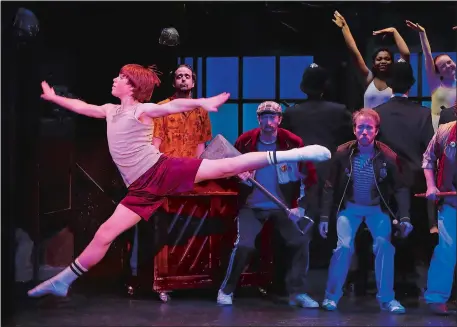  ?? PHOTO BY DIANE SOBOLEWSKI ?? Liam Vincent Hutt as Billy Elliot with the cast of Goodspeed Musicals’ “Billy Elliot The Musical.”