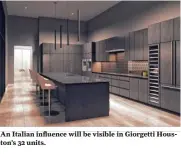  ??  ?? An Italian influence will be visible in Giorgetti Houston’s 32 units.