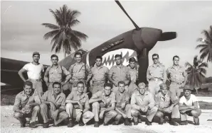  ??  ?? Below: Pilots of the the 68th Fighter Squadron pose with one of the squadron’s P-40F-5 Warhawks on Fighter Two Airstrip on Guadalcana­l in February 1943. The 68th FS was the first of two Merlin-powered Warhawk squadrons to see action in the Pacific...