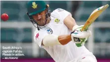  ??  ?? South Africa’s captain Faf du Plessis in action. –