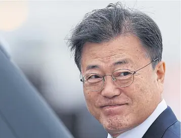  ?? REUTERS ?? South Korea’s President Moon Jae-in arrives at Cornwall Airport Newquay for the G7 summit in Carbis Bay, Cornwall, Britain, in June.