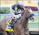  ?? Skip Dickstein / Special to the Times Union ?? Authentic, with jockey John Velazquez, wins the Kentucky Derby, spoiling the hopes of a Triple Crown for Belmont winner and area favorite Tiz the Law, who was second.