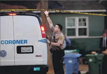  ?? Irfan Khan Los Angeles Times ?? A CORONER’S VAN arrives at a shooting scene. L.A. County’s chief medical examiner-coroner said he’d begin requiring the company OneLegacy to photograph bodies before the removal of any organs or tissues.