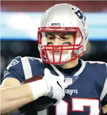  ?? ADAM GLANZMAN/ GETTY IMAGES ?? Rob Gronkowski’s status for the Super Bowl will remain in doubt until he’s given medical clearance to play. The New England Patriots tight end, who had 1,084 receiving yards this season, left Sunday’s AFC Championsh­ip Game early because of a concussion.