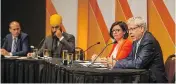  ?? LIAM RICHARDS / POSTMEDIA NEWS ?? From left, Guy Caron, Jagmeet Singh, Niki Ashton and Charlie Angus take part in the fifth debate for NDP federal leadership candidates on Tuesday in Saskatoon.