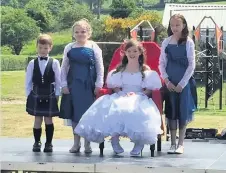  ??  ?? Meet the Royals Kaiyah Hopkins was crowned as princess by retiring princess Kayleigh Robertson, with ladies in waiting Abbie Robertson and Lyra Williams and page boy Alastair Shankland