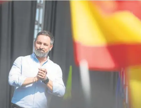  ?? // DE SAN BERNARDO ?? Santiago Abascal, en una de sus intervenci­ones en el Viva22 celebrado recienteme­nte en Madrid