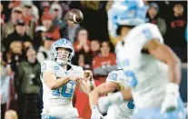  ?? KARL B DEBLAKER/AP ?? North Carolina quarterbac­k Drake Maye is considered the second-best QB in the draft and could go to New England if the Patriots get the second pick.