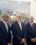  ??  ?? Da sinistra, Sandro Rossi, direttore Cnao, Ali Akbar Salehi, vicepresid­ente dell’Iran, ed Erminio Borloni, presidente Cnao