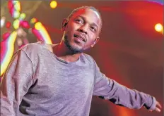  ?? ASSOCIATED PRESS ?? Kendrick Lamar leads the Grammy nomination­s with 11, including Album of the Year for “Butterfly.” Levy predicts he’ll take that one home.