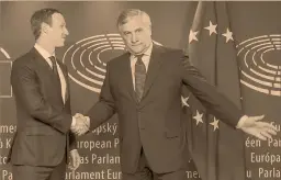  ?? Foto: ap ?? El presidente del Parlamento Europeo, Antonio Tajani, recibió al fundador de Facebook.